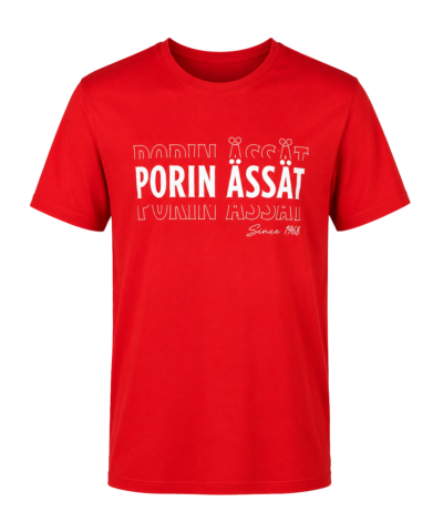 T-paita Porin Ässät -tekstillä punainen