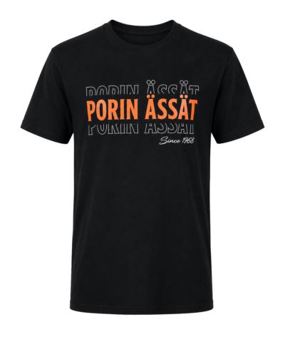 T-paita Porin Ässät -tekstillä musta